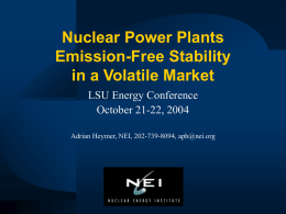 Nuclear Power Plants Emission-Free Stability in a Volatile