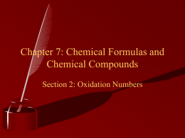 Chapter 7: Chemical Formulas and Chemical compounds