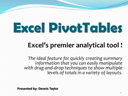 Excel PivotTables - 2013