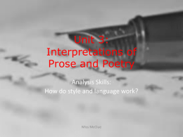 Unit 3: Interpretations of Prose and Poetry