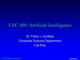 CSC 480: Artificial Intelligence
