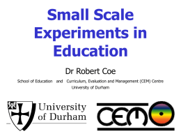 Experiments in Education