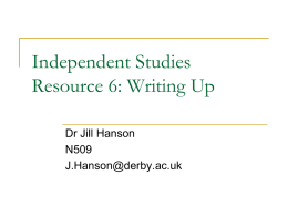 Independent Studies Resource 6: Writing Up