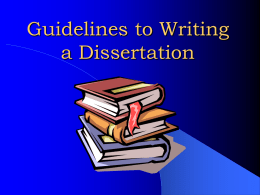 Guidelines to Writing a Dissertation