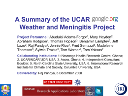 A Summary of the Weather and Meningitis Project