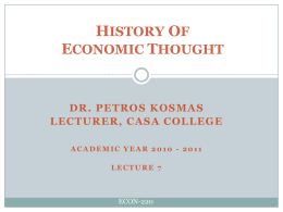 ECON-220 HISTORY OF ECONOMIC THOUGHT
