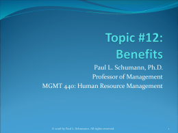 Topic #12: Benefits
