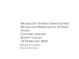 Swaziland Nurses Association 18th November 2009 Burgers