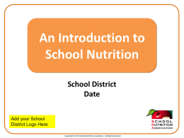 An Introduction to School Nutrition