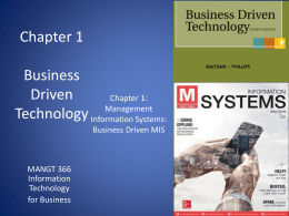 Chapter 1 Business Driven Technology