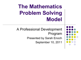 The Mathematics Problem Solving Model