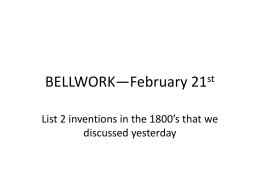 BELLWORK—February 21st
