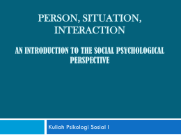 Person, situation, interaction an introduction to the