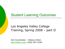 Student Learning Outcomes and Student Success