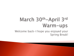 March 30th-April 3rd Warm-ups