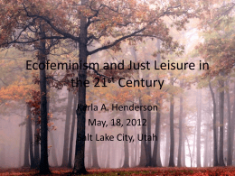 Ecofeminism and Just Leisure in the 21st Century