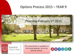 Options Process 2012 - Sawston Village College