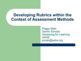 Developing Rubrics within the Context of Assessment Methods