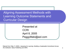 Aligning Goals, Curriculum, and Assessment Methods