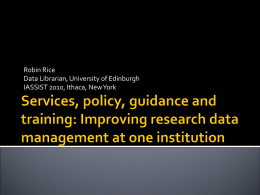 Policy, guidance and training: Improving research data