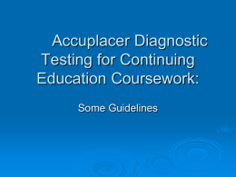 COMPASS Diagnostic Testing: