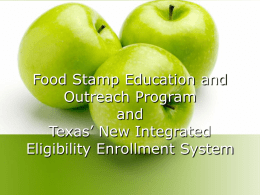 Food Stamp Education and Outreach Program and Texas’ New