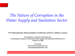 Corruption in the Water Supply and Sanitation Sector