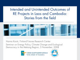 Intended and Unintended Outcomes of RE Projects in Laos