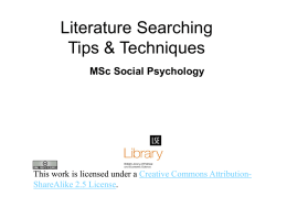 L042: Literature Searching for Social Pyschology students
