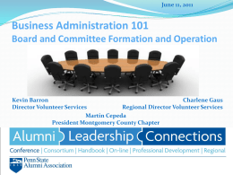 Business Administration 101 Board and Committee Formation