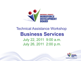 Technical Assistant Workshop Youth Services