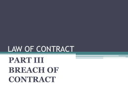 LAW OF CONTRACT - Learning
