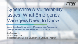 Cybercrime & Vulnerability Issues: What Emergency Managers