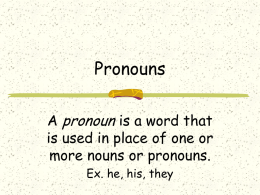 Pronouns - Whitworth-Buchanan Middle School Online