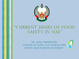 Current issues of Food Safety in UAE”