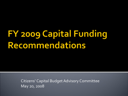 Recommendations on FY 2007 Capital Funding Requests