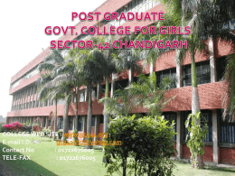 POST GRADUATE GOVT. COLLEGE FOR GIRLS SECTOR …