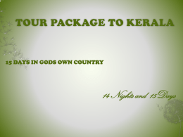 TOUR PACKAGE TO KERALA - India Tours and Travel