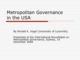 Metropolitan Governance in the USA