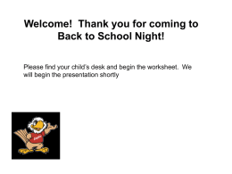 Welcome to Veterans Elementary School Back to School Night