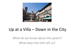 Up at a Villa – Down in the City