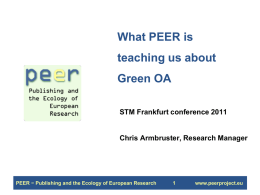PEER Publishing and the Ecology of European Research