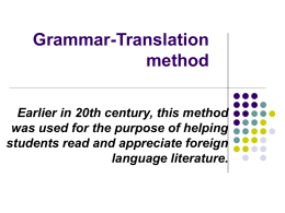 Grammar-Translation method - Yerevan State Linguistic