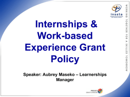 Internships & Work-based Experience Grant Policy