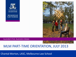 MLM Orientation 2012 - Melbourne Law School