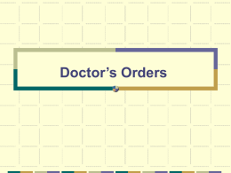 Doctor's Orders - Massachusetts General Hospital