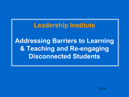 Addressing Barriers to Learning and Teaching