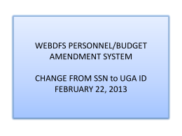 WEBDFS PERSONNEL/BUDGET AMENDMENT SYSTEM …