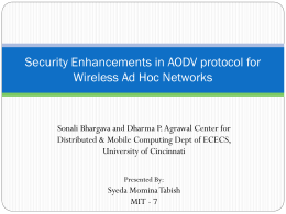 Security Enhancements in AODV protocol for Wireless Ad Hoc