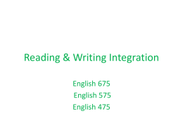 Reading & Writing Integration